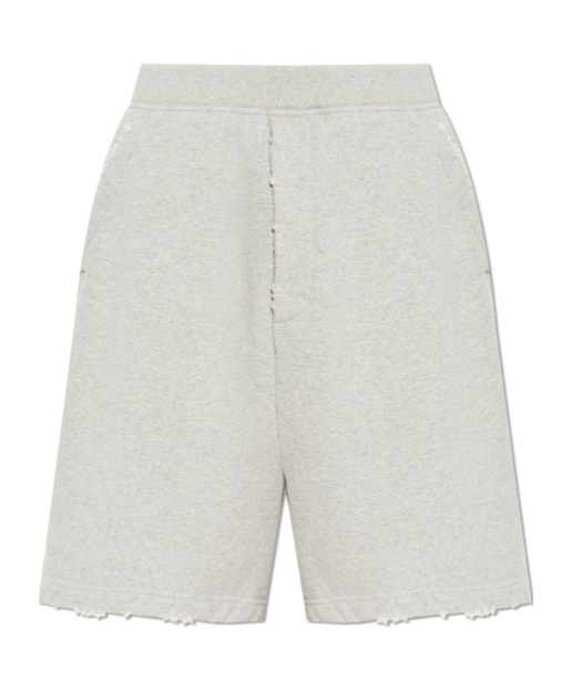 Dsquared2 Logo Printed Vintage Effect Distressed Shorts In White