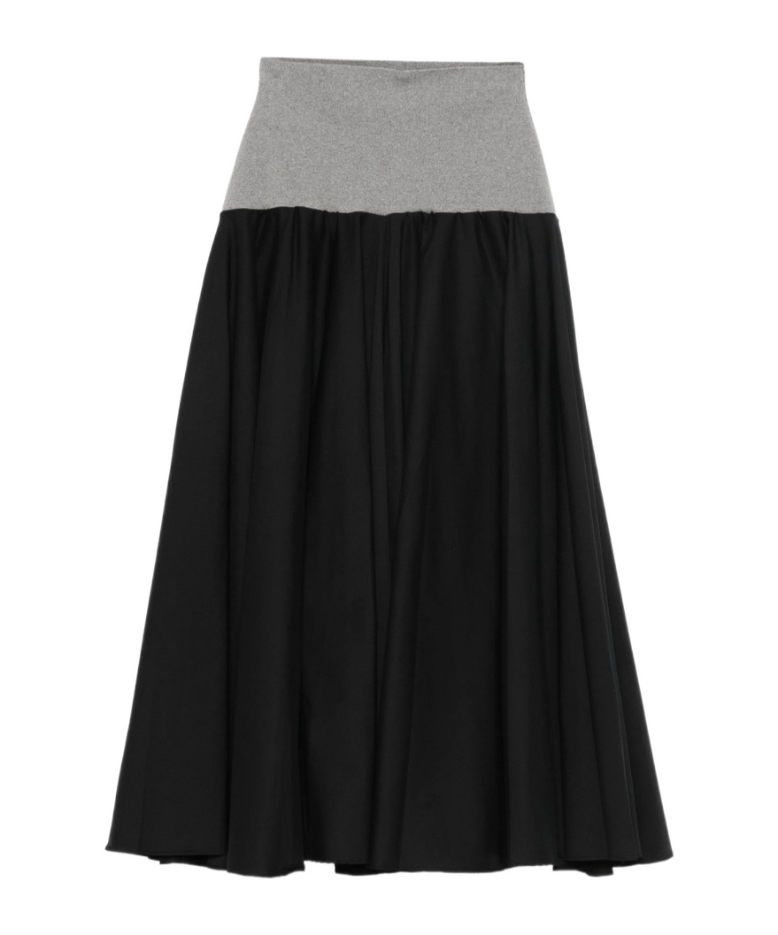 Gimaguas Two-tone Flared-hem Midi Skirt In Black