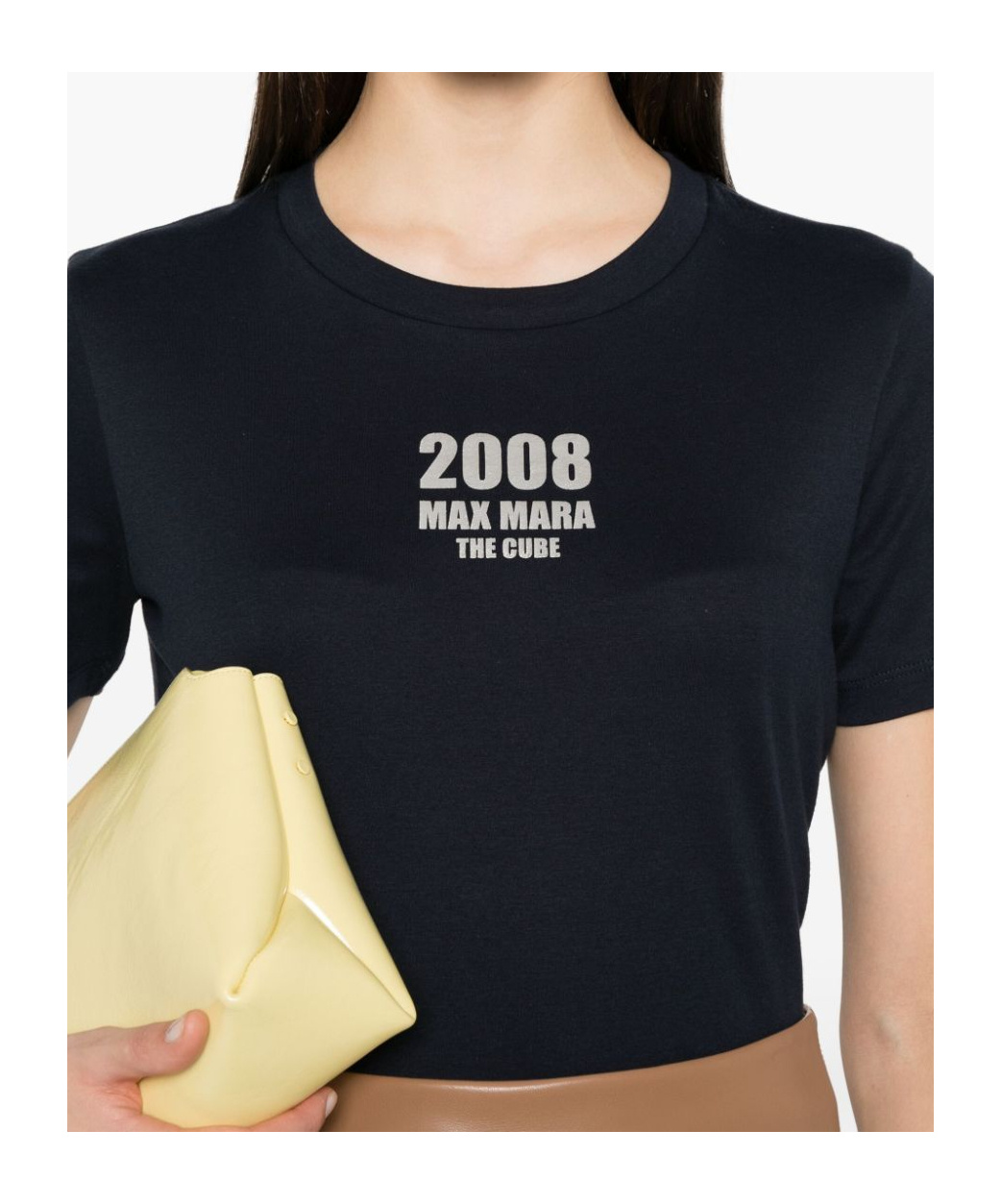 Max Mara Rebecca T-shirt In Blue Viscose Satin In Black