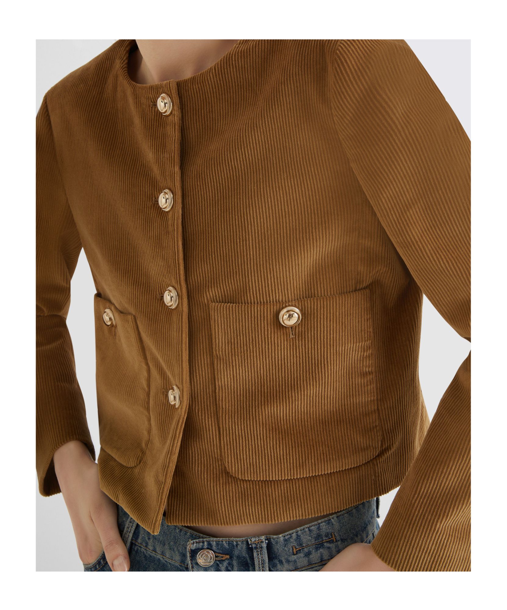 Marella Velvet Boxy Jacket - Olive In Brown