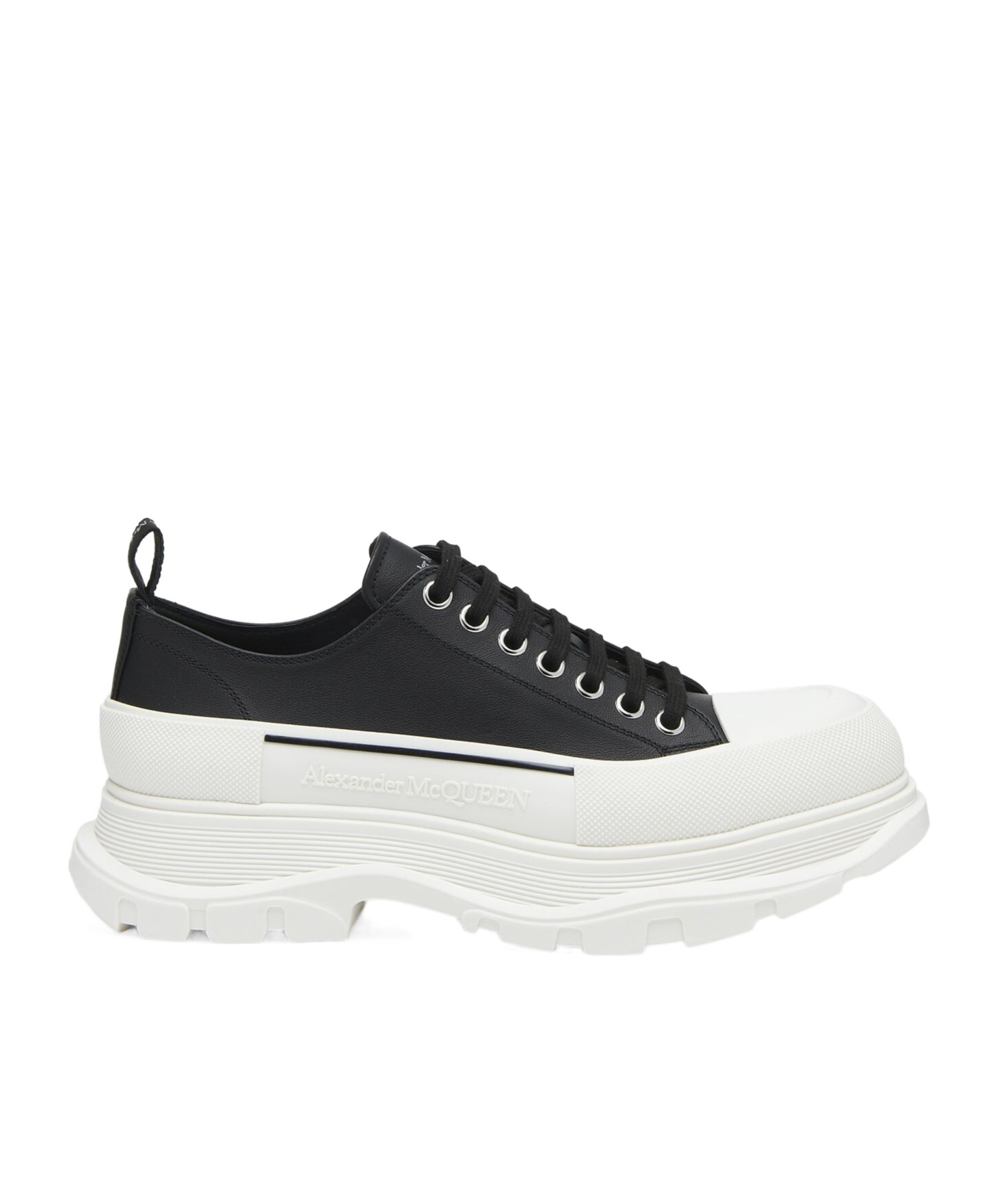 Alexander Mcqueen Black Nappa Leather Tread Slick Sneakers In White