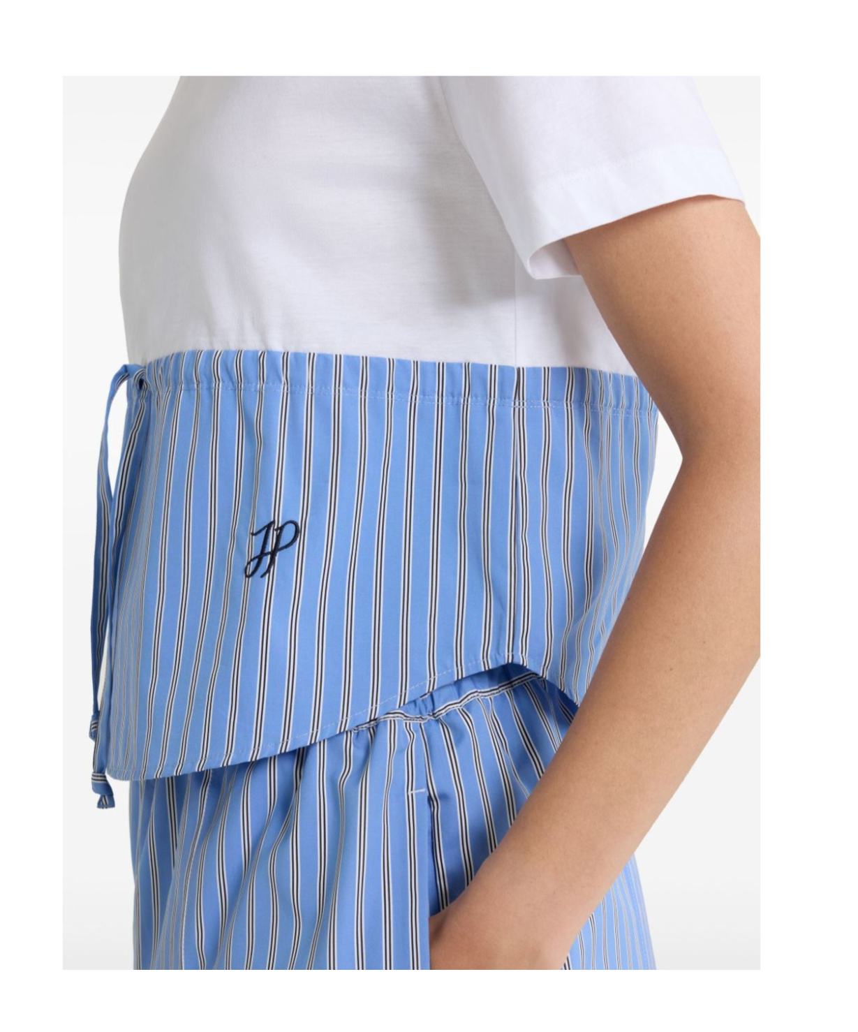 Patou Drawsgtring Waist Panelled T-shirt Clothing In White