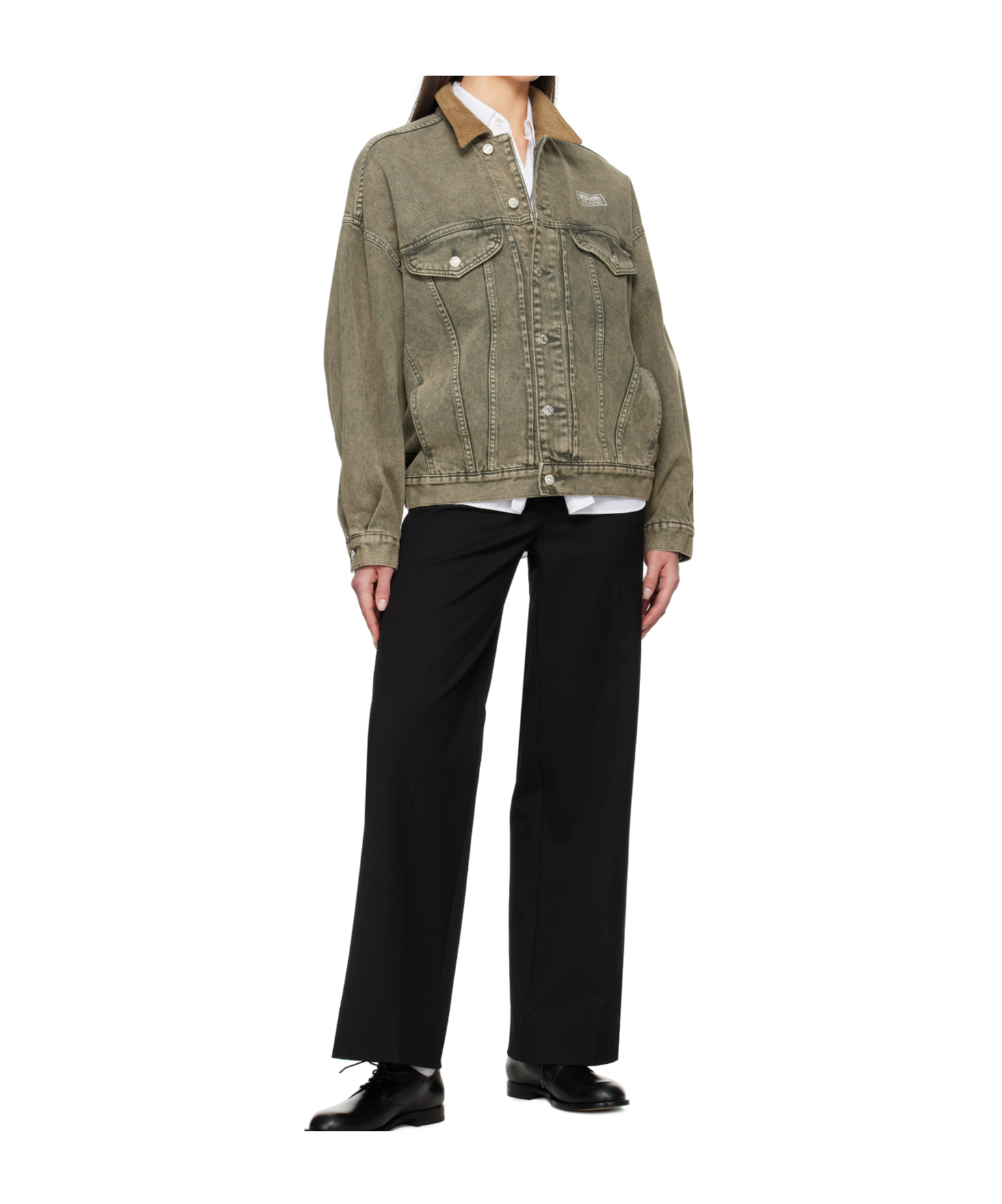 Moschino Logo-print Denim Jacket In Green