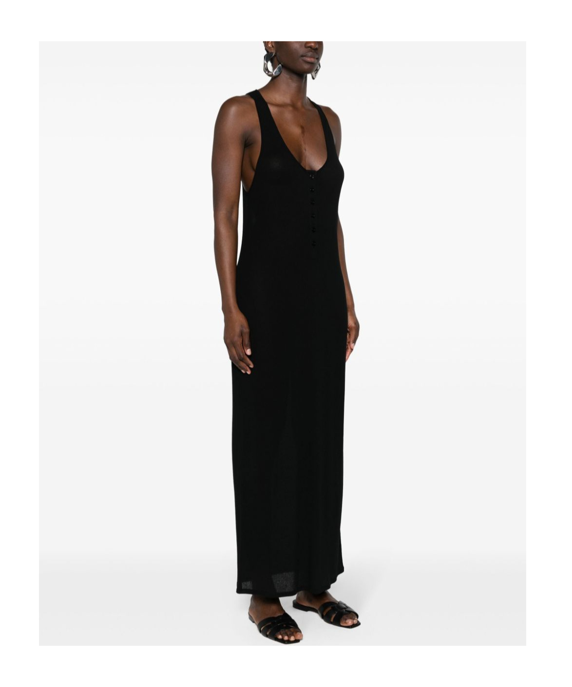 Saint Laurent Fine-ribbed Jersey Maxi Dress In Black