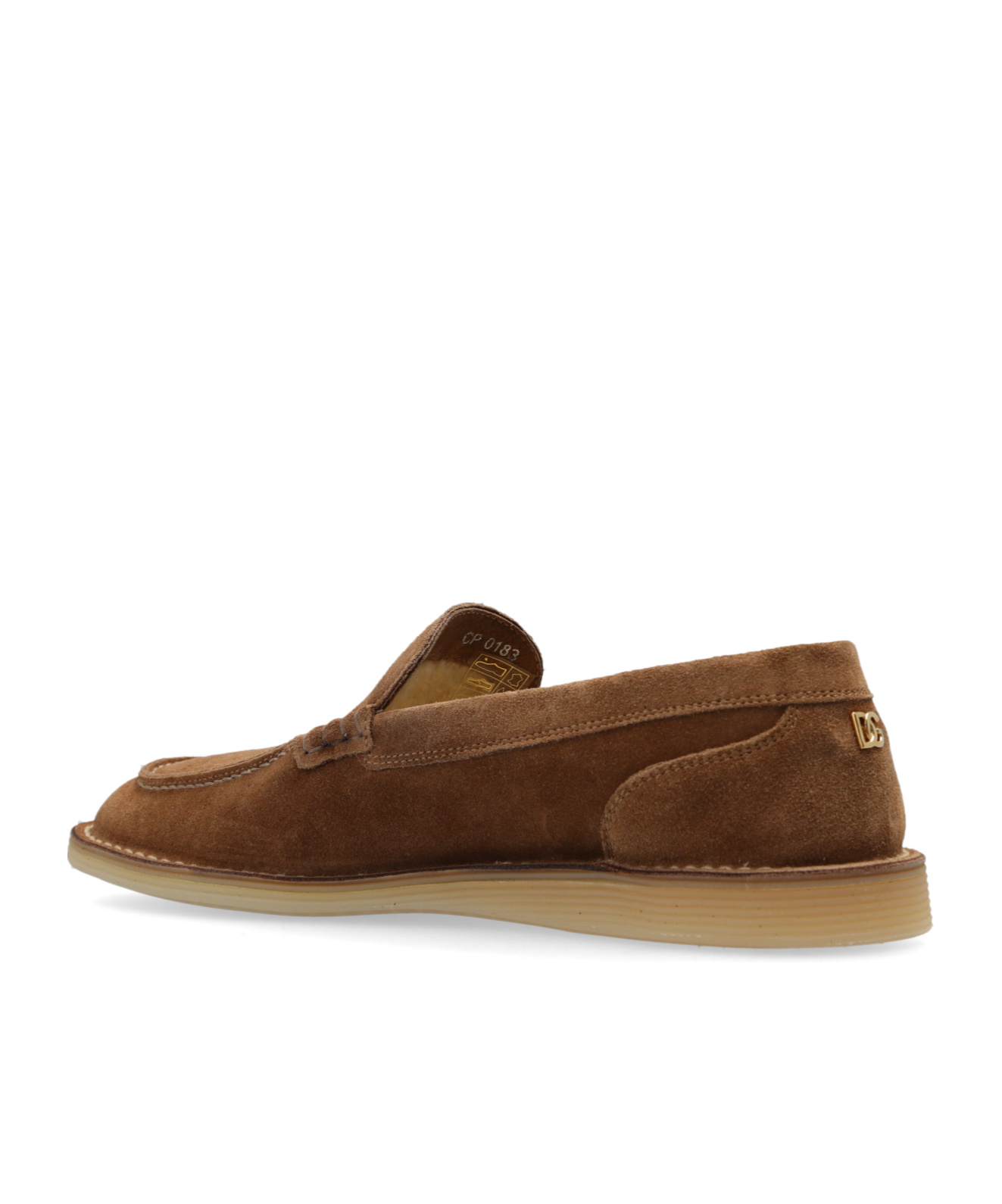 Dolce & Gabbana Dg Logo Suede And Shearling Loafers In Brown