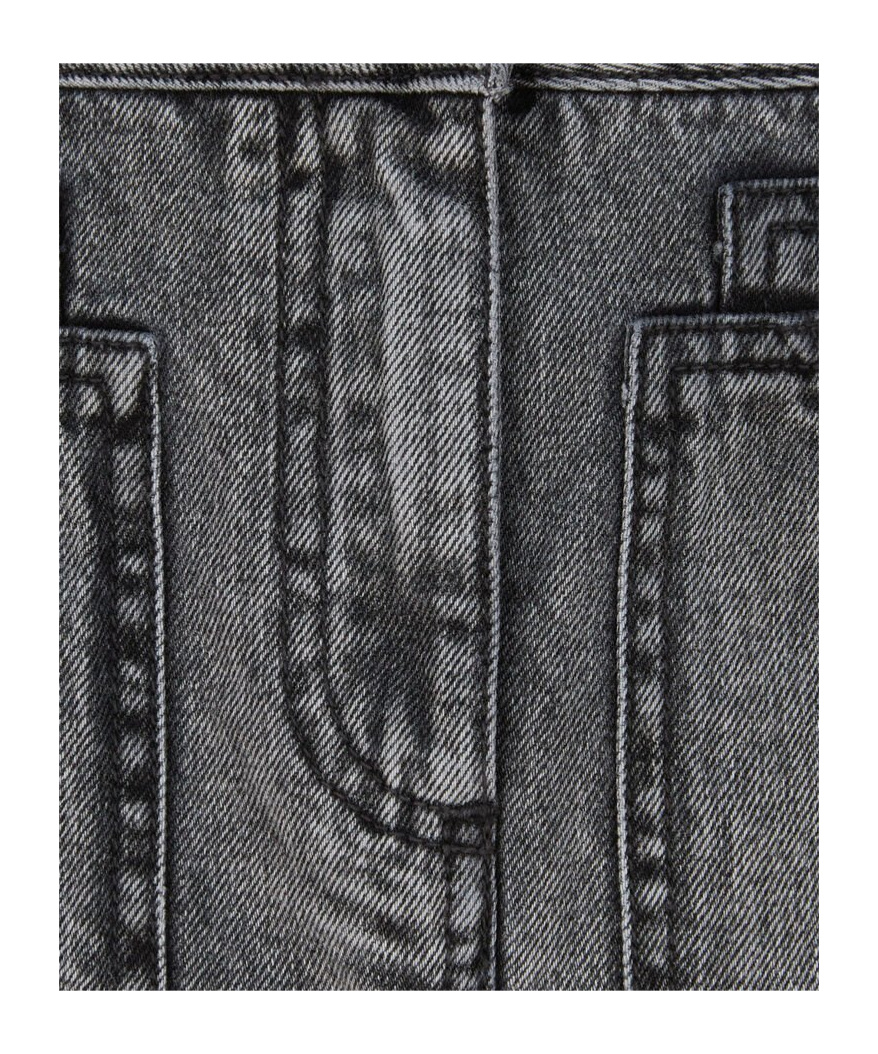 Attico Gray High-waisted Slim Fit Denim Mini Skirt In Black