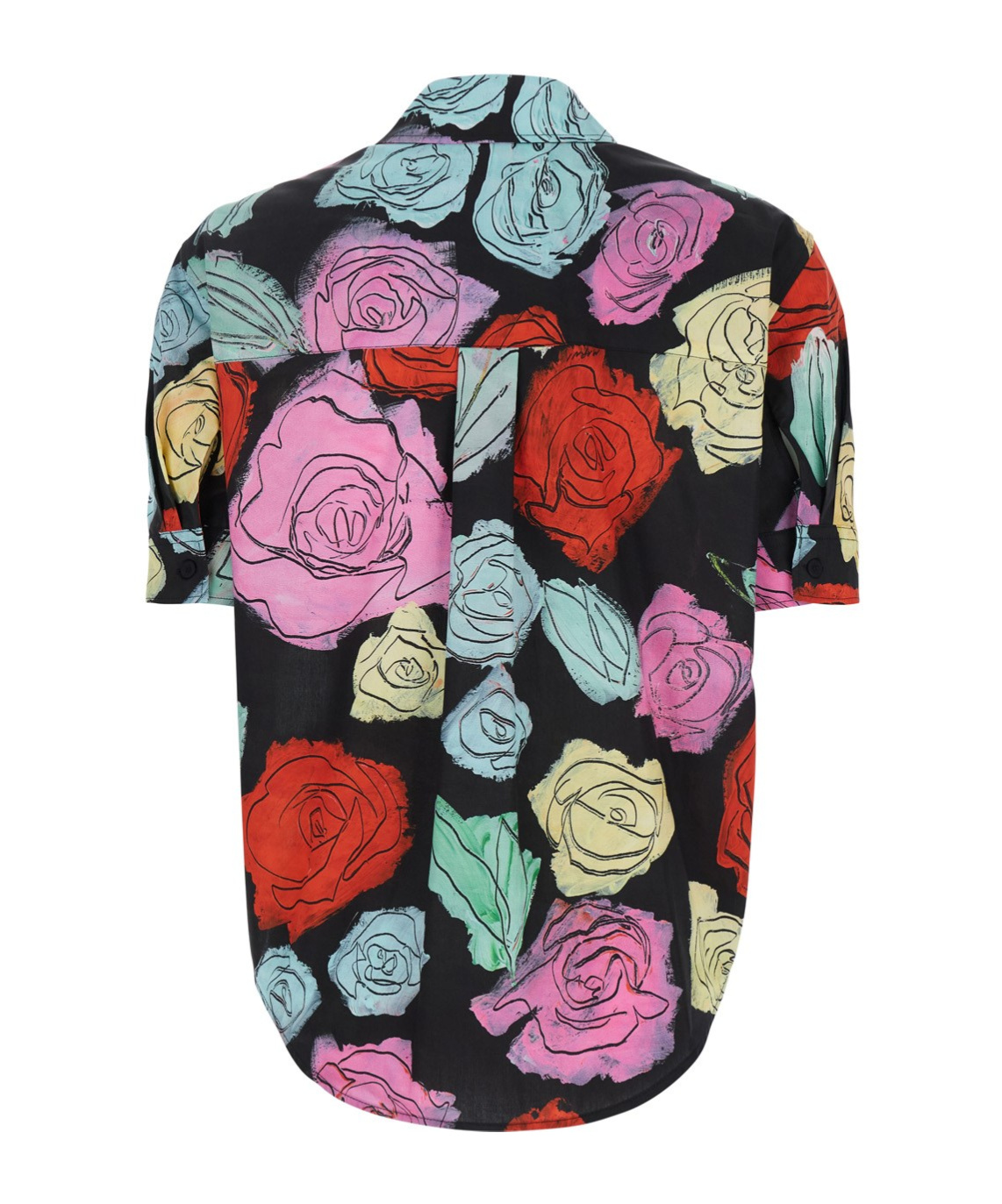 Marni Rose Scribble-print Short-sleeve Collared Shirt In Multicolor