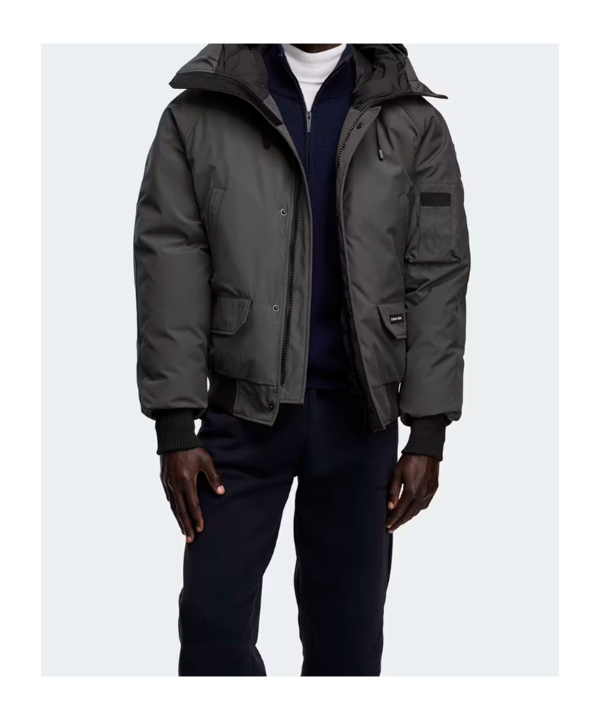 Canada Goose Granite Grey Chilliwack Bomber Jacket With Attached Hood In Black