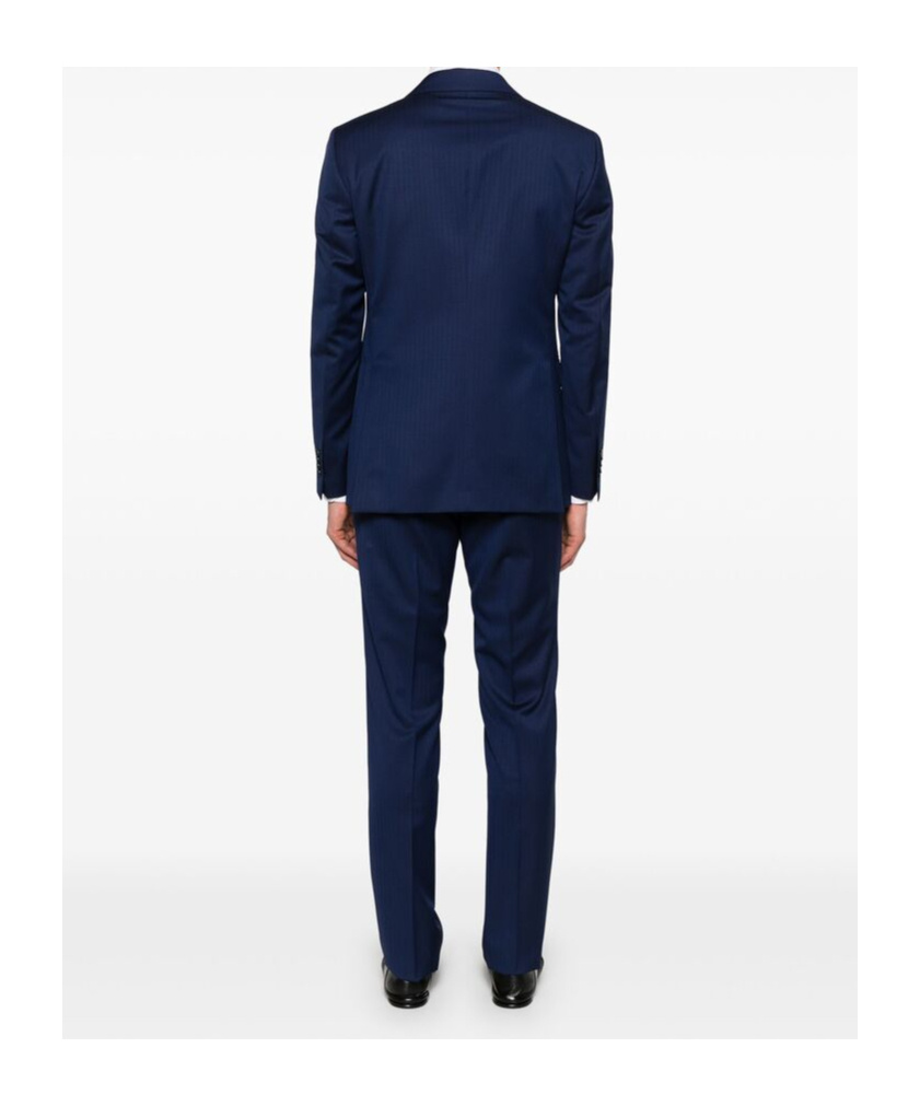 Shop Tagliatore Long-sleeved Suit Coat And Trouser Set In Black