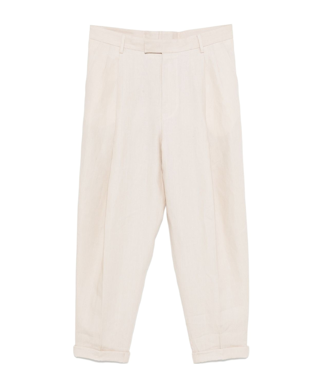 Dolce & Gabbana Soft Trousers In Beige Linen In White