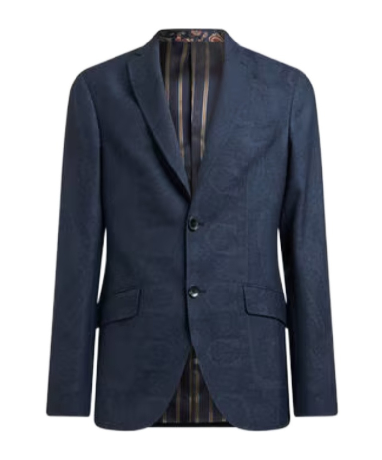 Etro Wool Blazer With Print In Blue