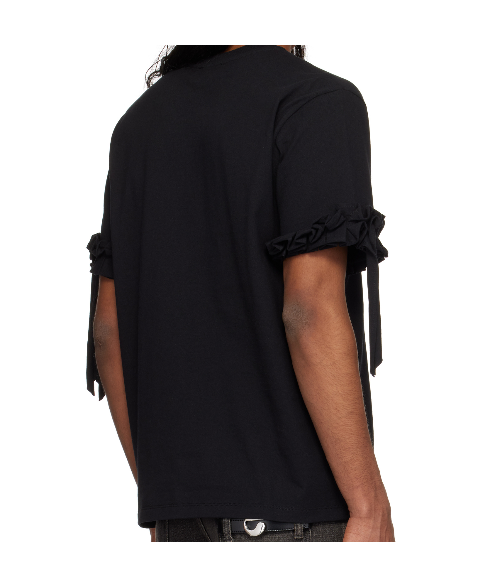 Coperni Logo-print Ruffle-trim T-shirt In Black