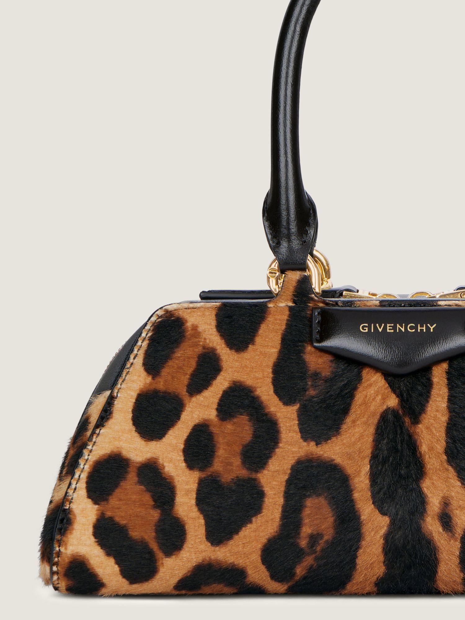 Givenchy Mini Antigona East-west Bag In Leather With Leopard Print In Multi