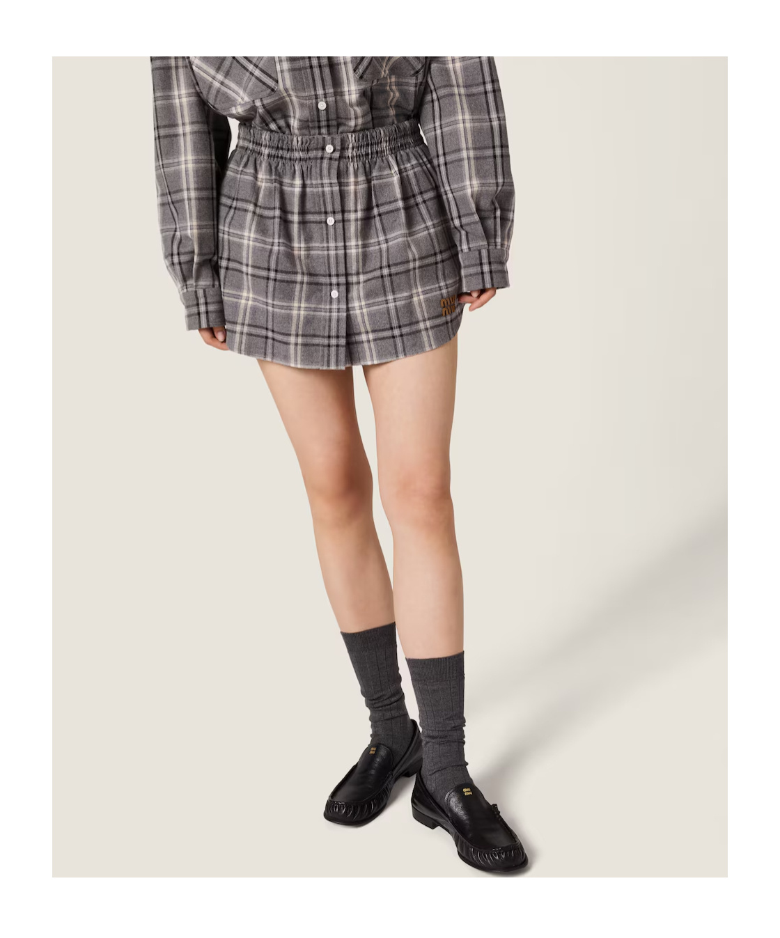 Miu Miu Checked Flannel Miniskirt In Multi