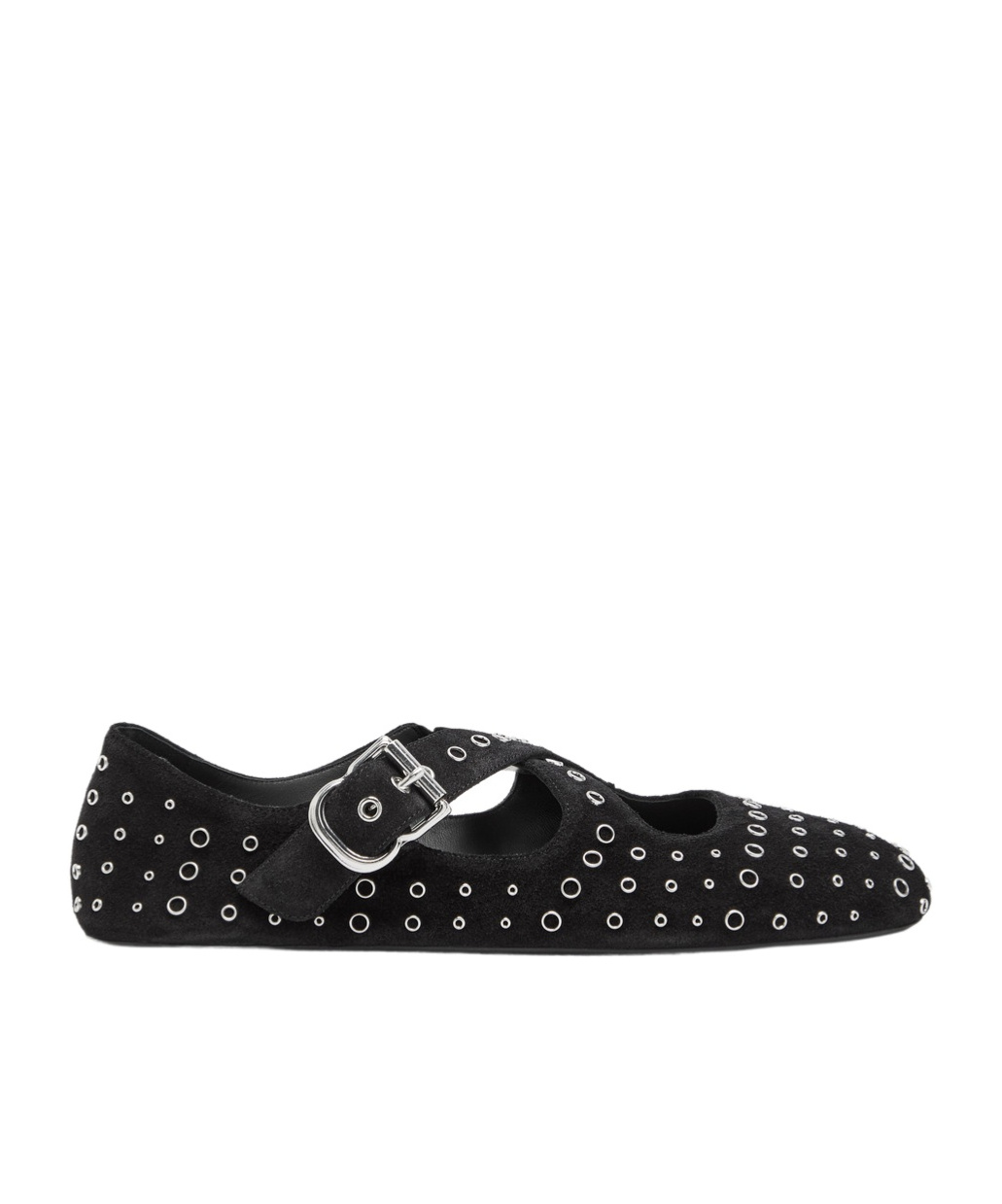 Alaïa Cross-over Suede Flats In Black