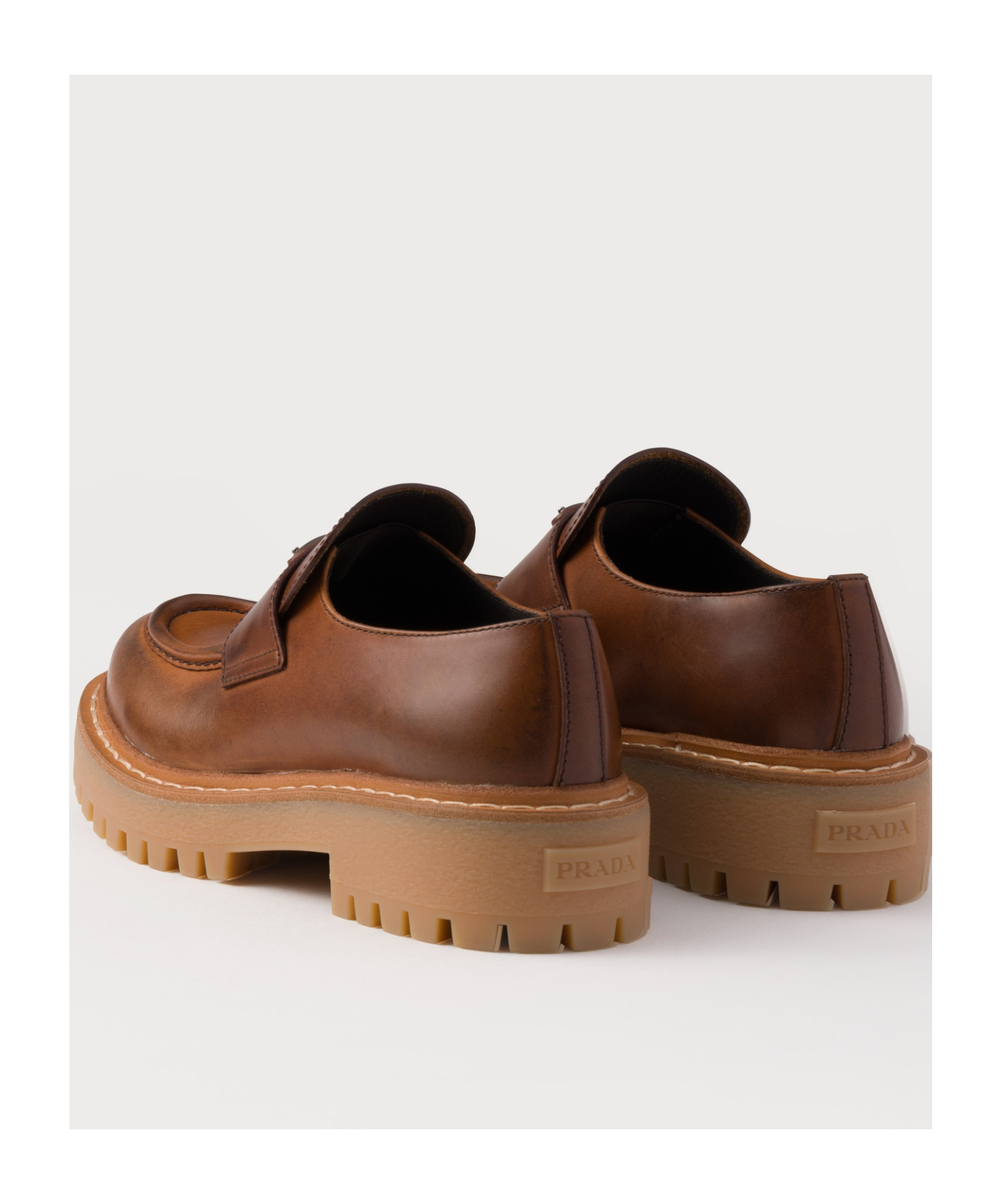 Prada Women Caramel Leather Lace-up Shoes In Brown