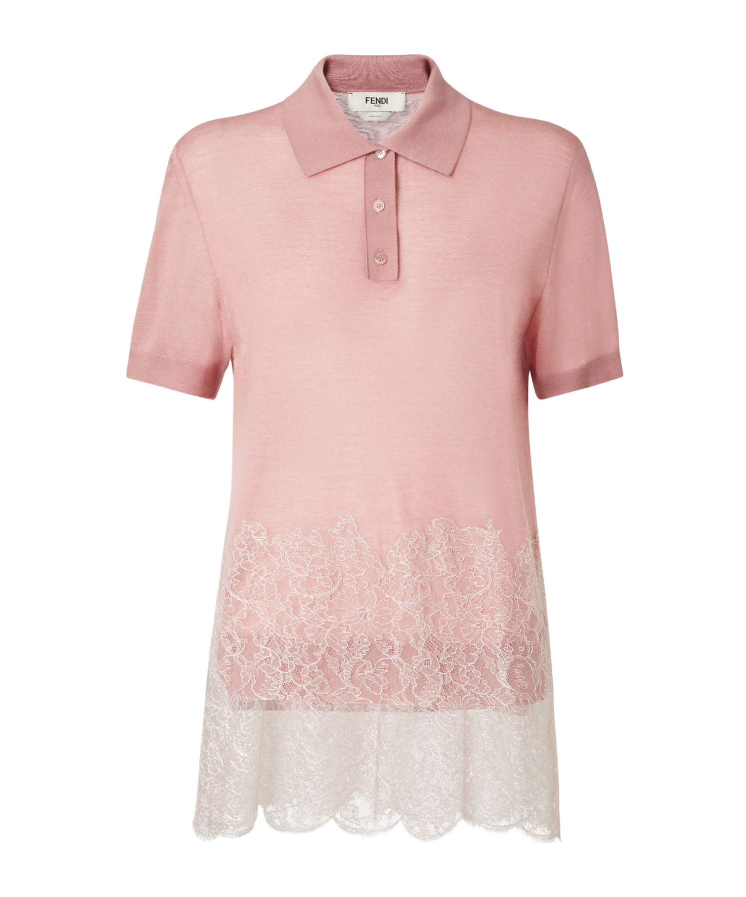 Fendi Pink Cashmere And Wool Polo Shirt In Pink