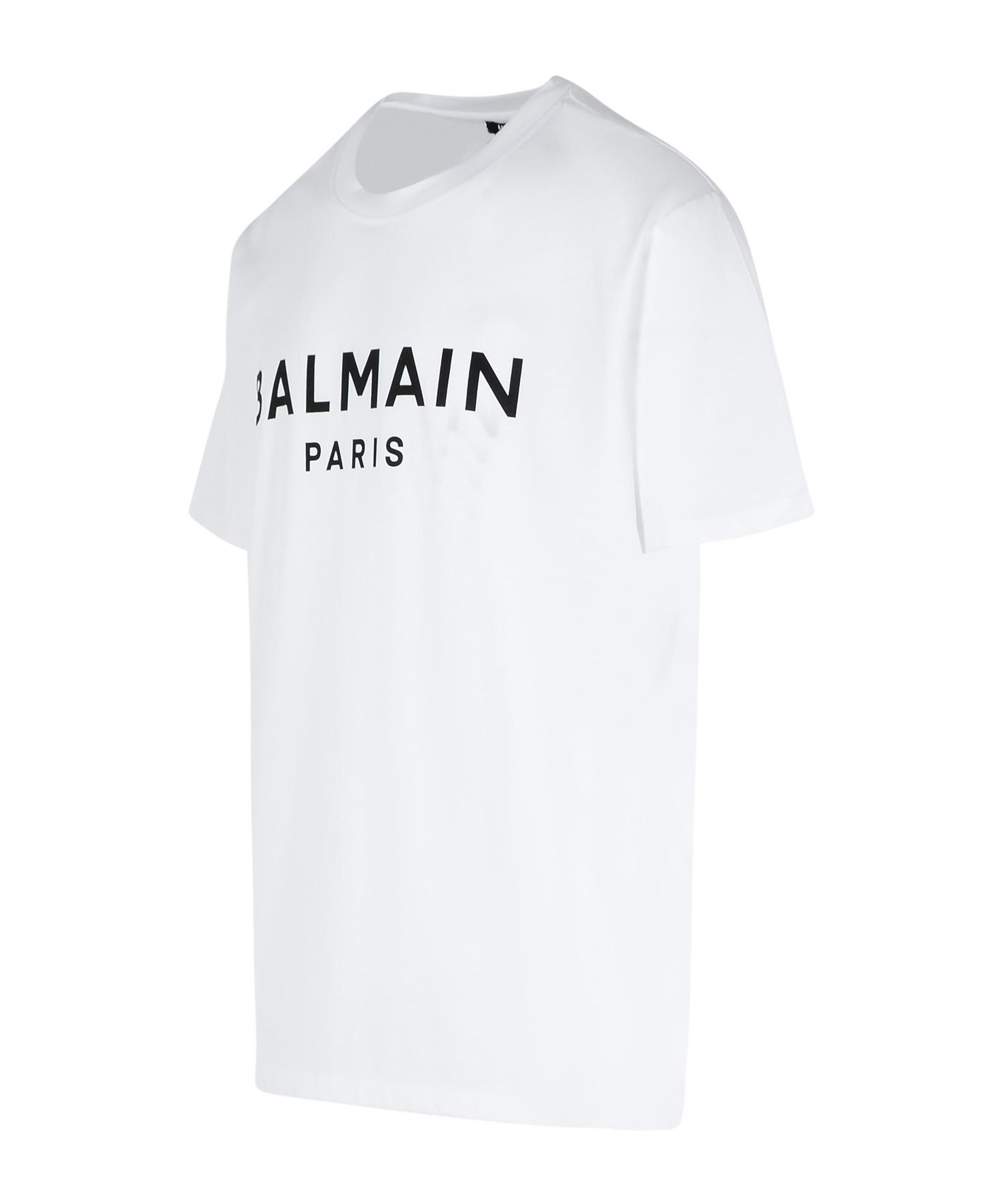 Balmain White Crewneck T-shirt With Contrasting Logo Lettering Print In White