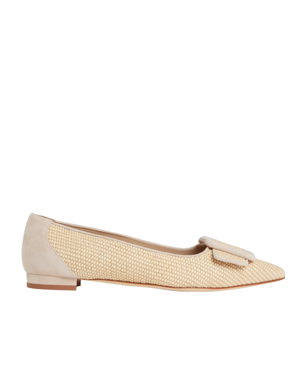 Manolo Blahnik Maysalepumpflat Raffia Ballet Flats In Nude