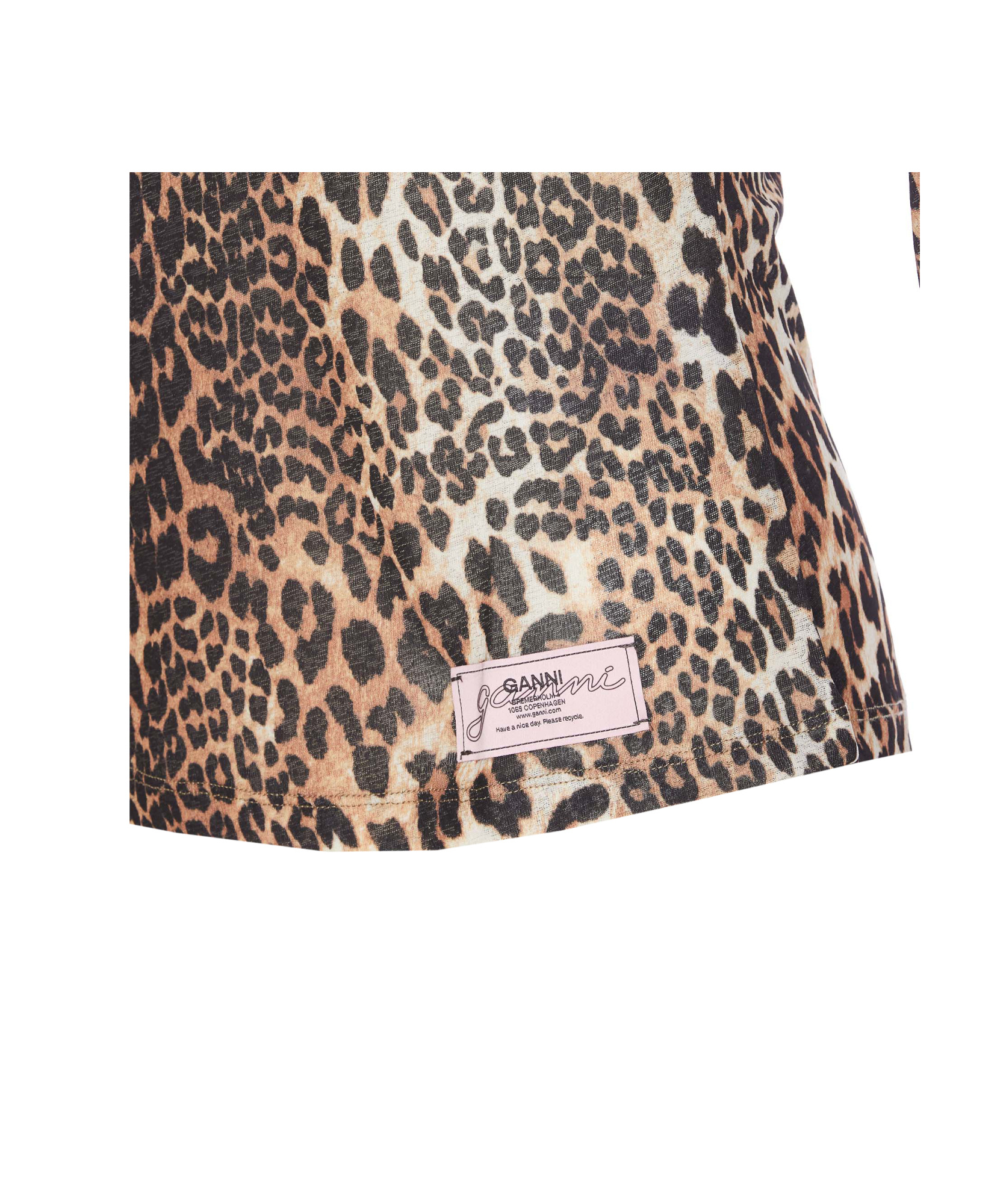 Ganni Knitwear Crewneck Leopard Print Long Sleeves In Nude