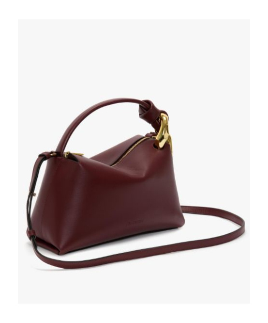 Jw Anderson Corner Leather Crossbody Bag In Burgundy