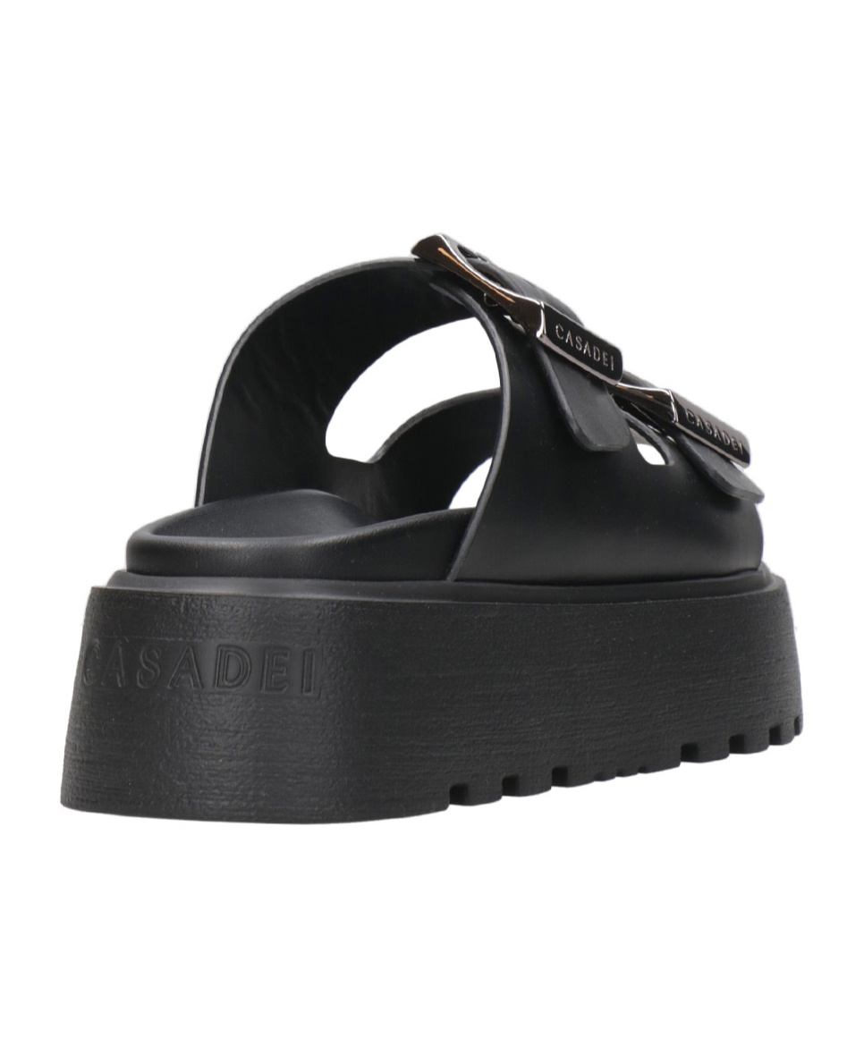 Casadei Florence Double-strap Chunky-sole Sandals In Black