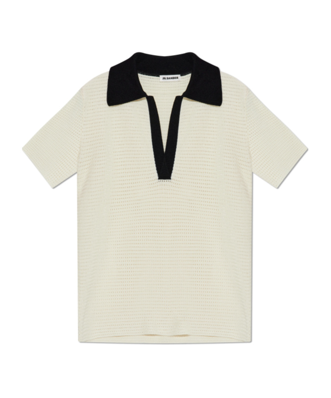 Jil Sander Knitted Polo Shirt In White