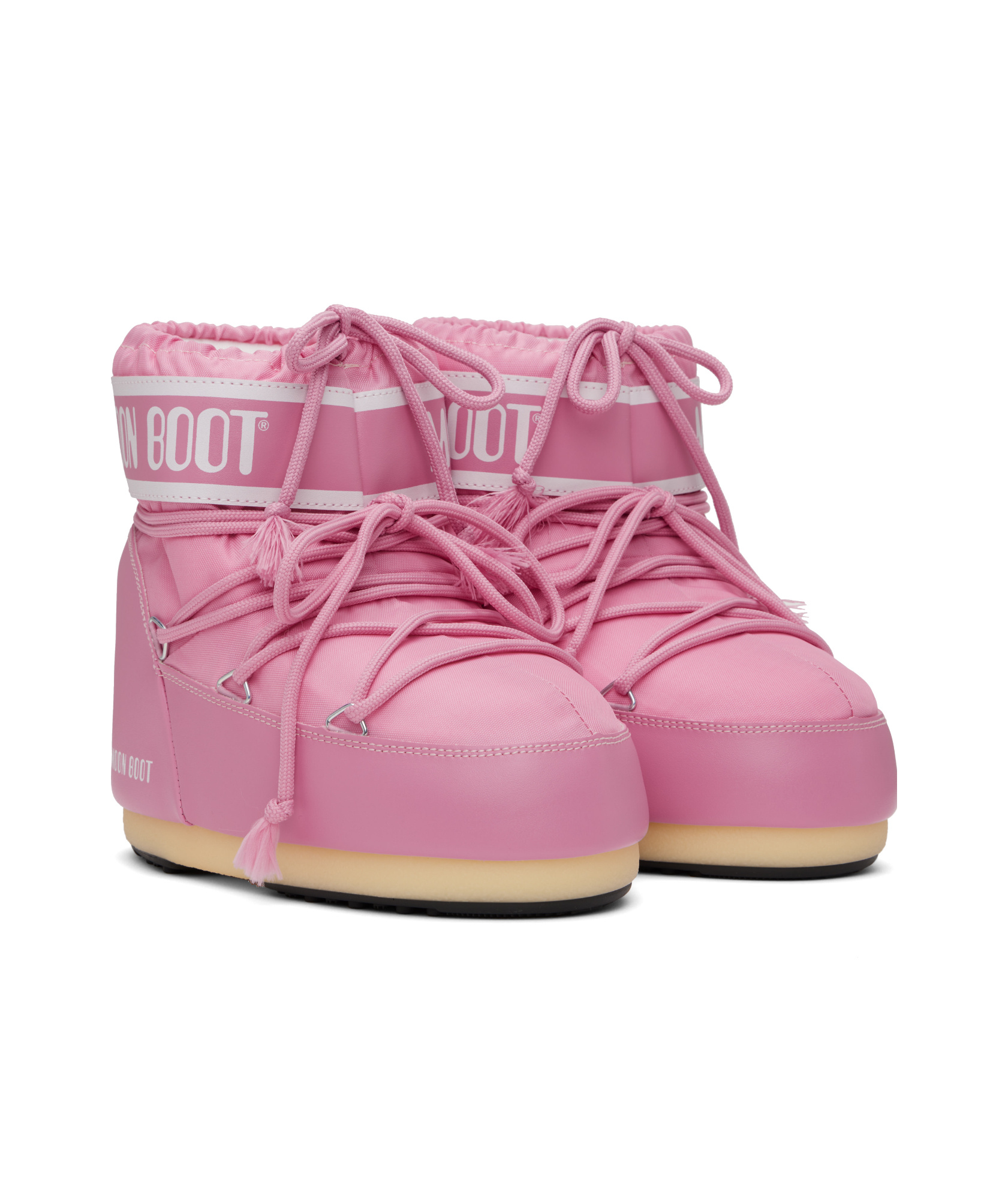 Moon Boot Round Toe Short Boots In Pink