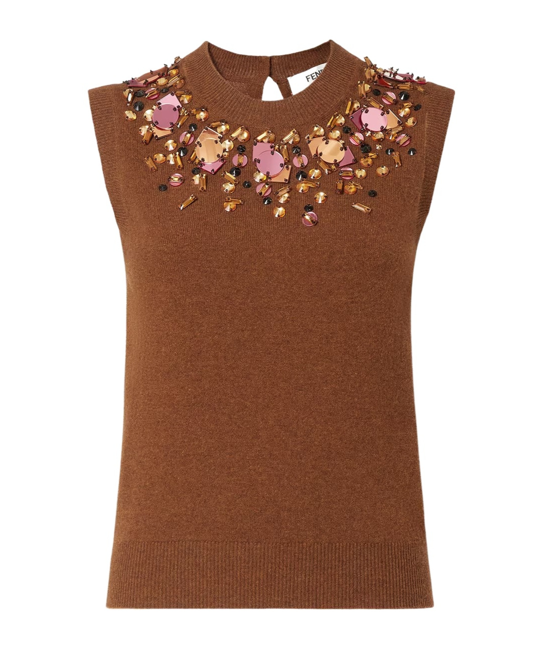 Fendi Sleeveless Wool And Cashmere Sweater In Brown