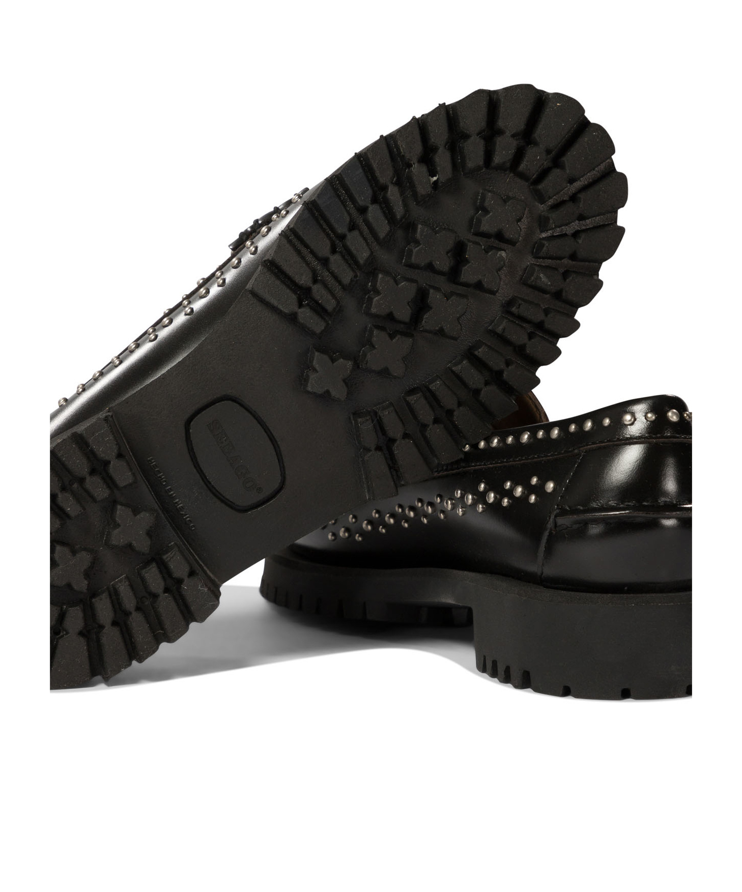 Sebago Chunky Sole Leather Loafers With Studded Design