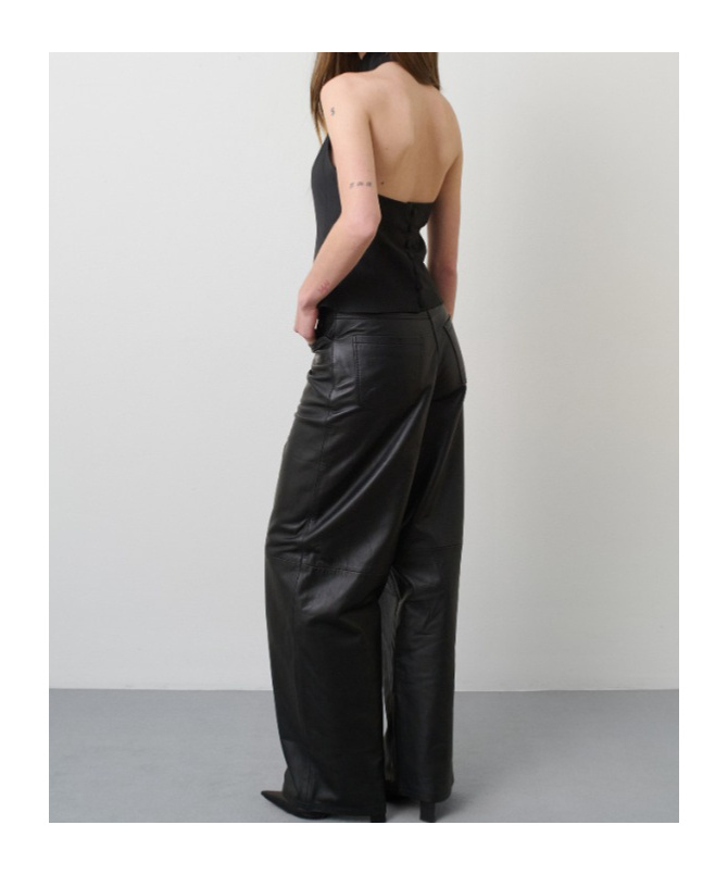 Remain Birger Christensen Sheepskin Panelled Straight-leg Trousers In Black