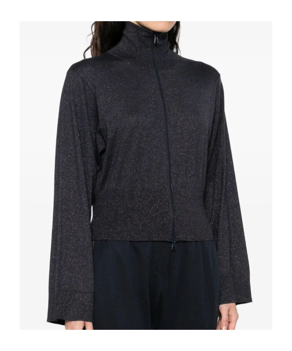 Brunello Cucinelli Lurex-detail Zip-up Blouse In Black
