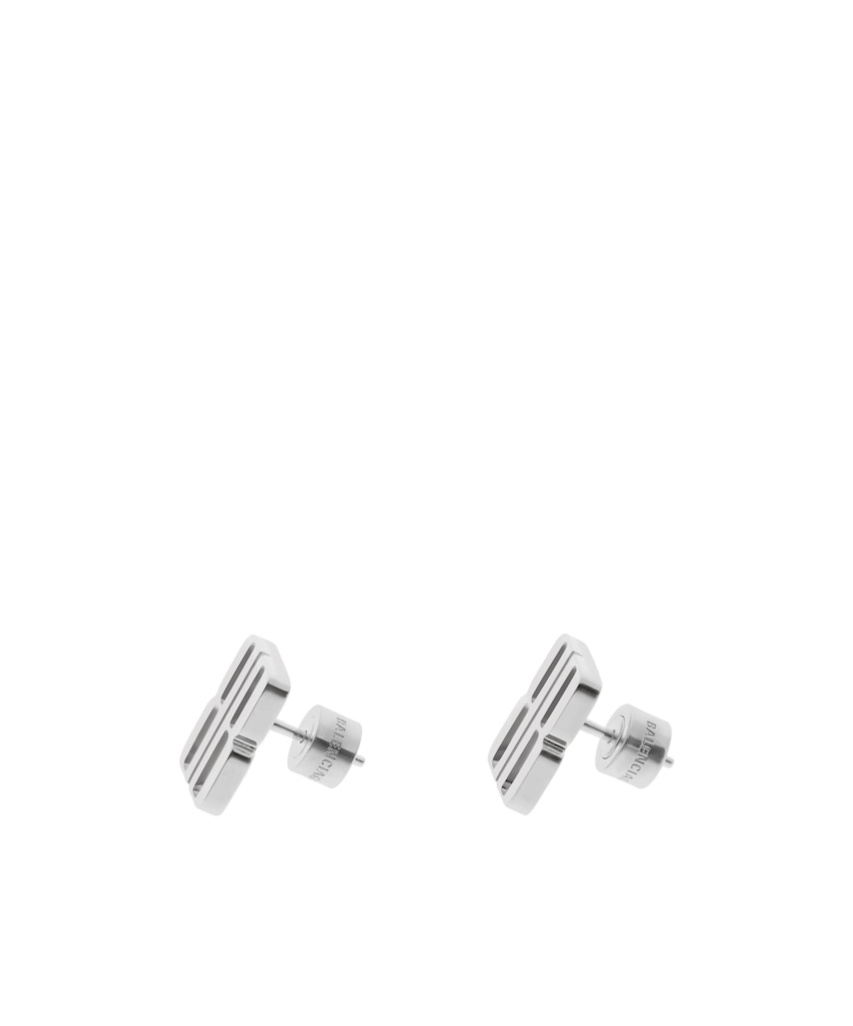Balenciaga Nano Xs Silver Stud Earrings In Brown