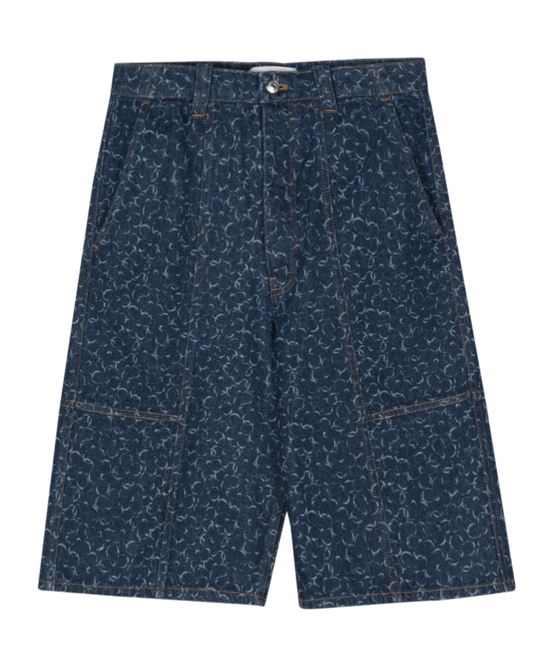 MAISON KITSUNÉ FLORAL-PRINT DENIM SHORTS
