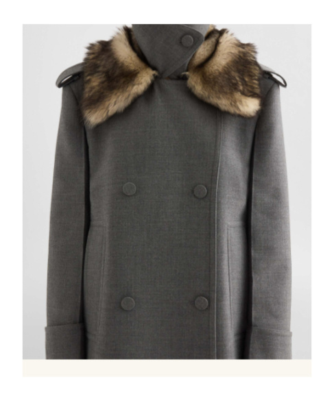 Jil Sander Fur Collar Double-breasted Coat In Gray