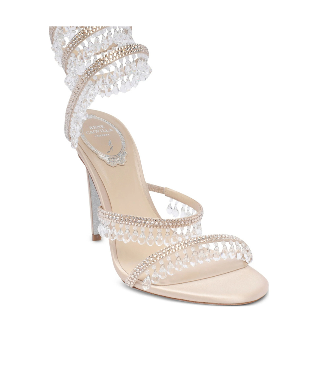 René Caovilla Round-toe High-heeled Sandals In Neutral