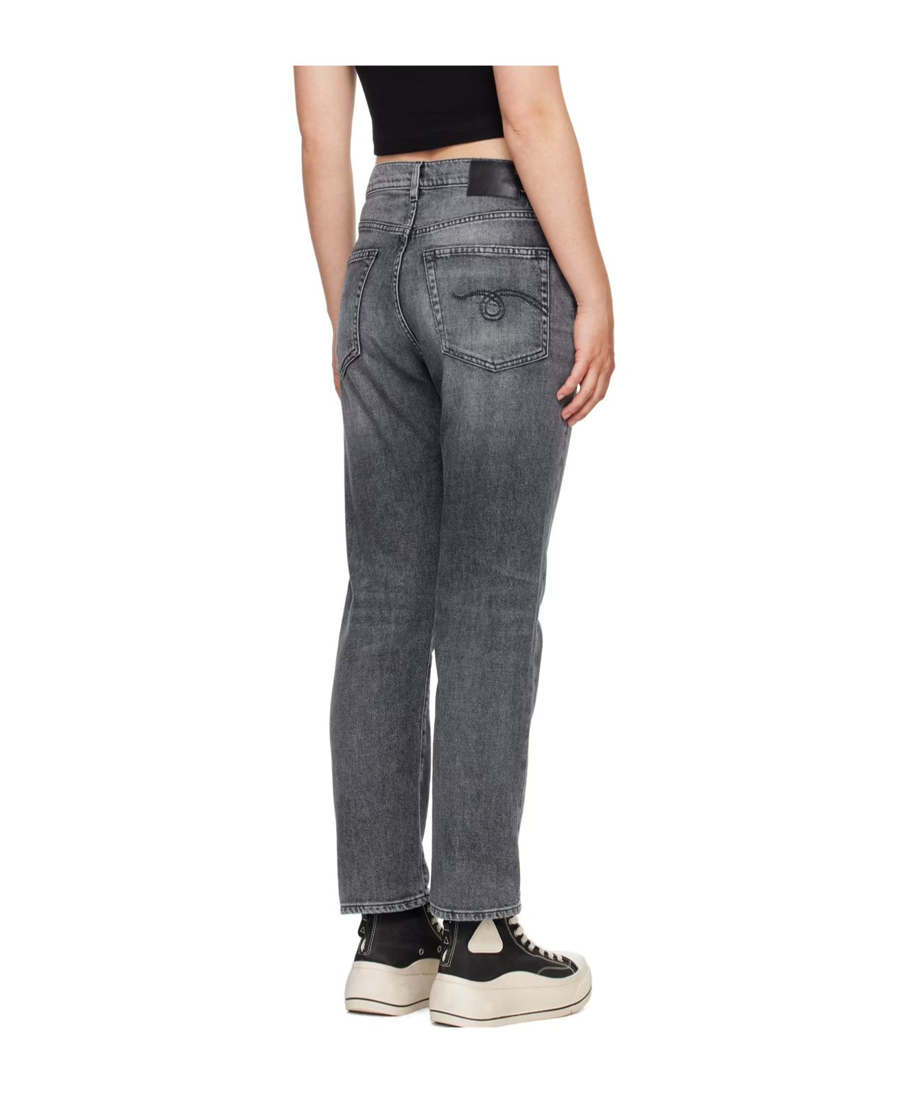 R13 Cropped Boyfriend Jeans In Black