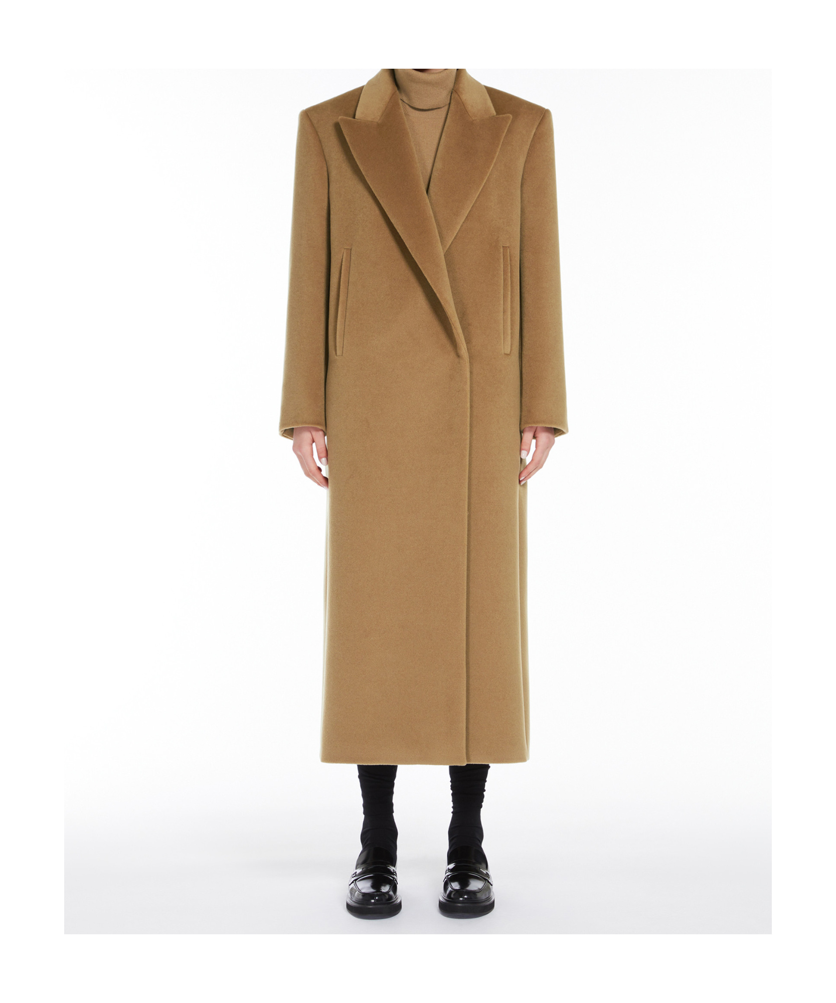 Max Mara Long-sleeved Wool Coat In Brown