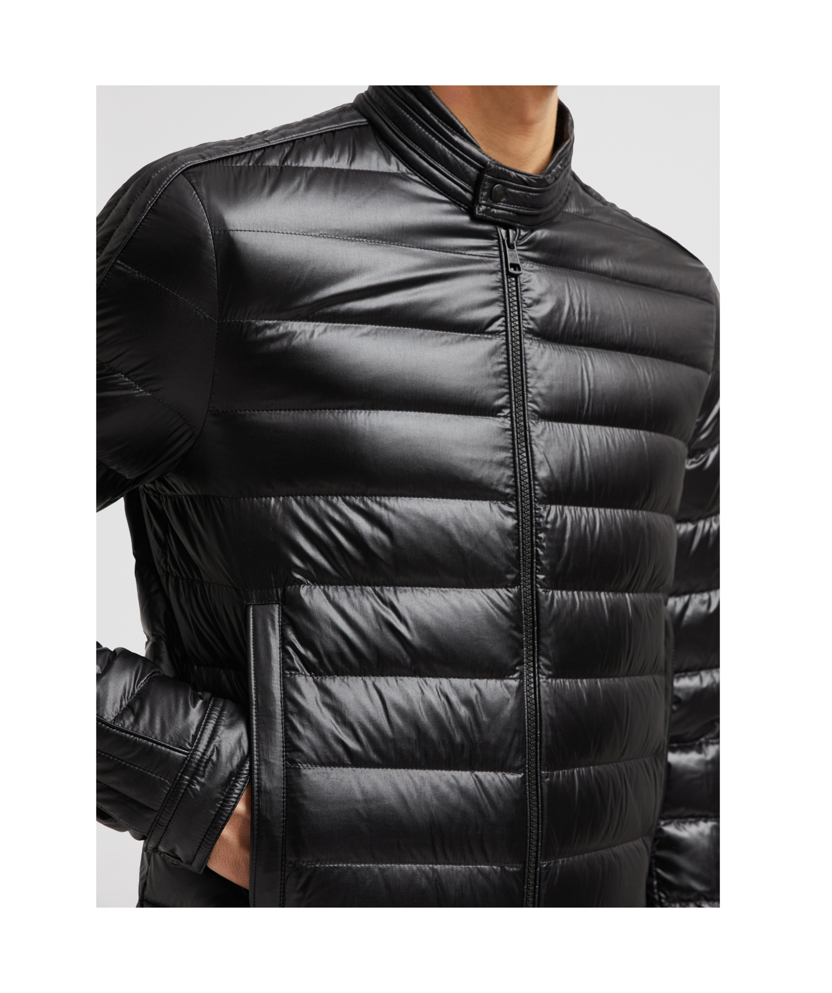 Moncler Jacobus Down Biker Jacket In Black