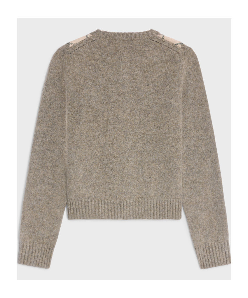 Celine Diamond Pattern Alpaca Cardigan In Nude