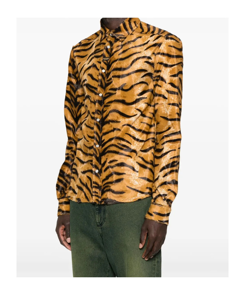 Martine Rose Tiger-print Felt Shirt In Brown