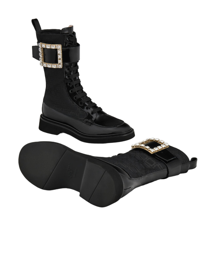 Shop Roger Vivier Viv Rangers Logo Short Boots In Black