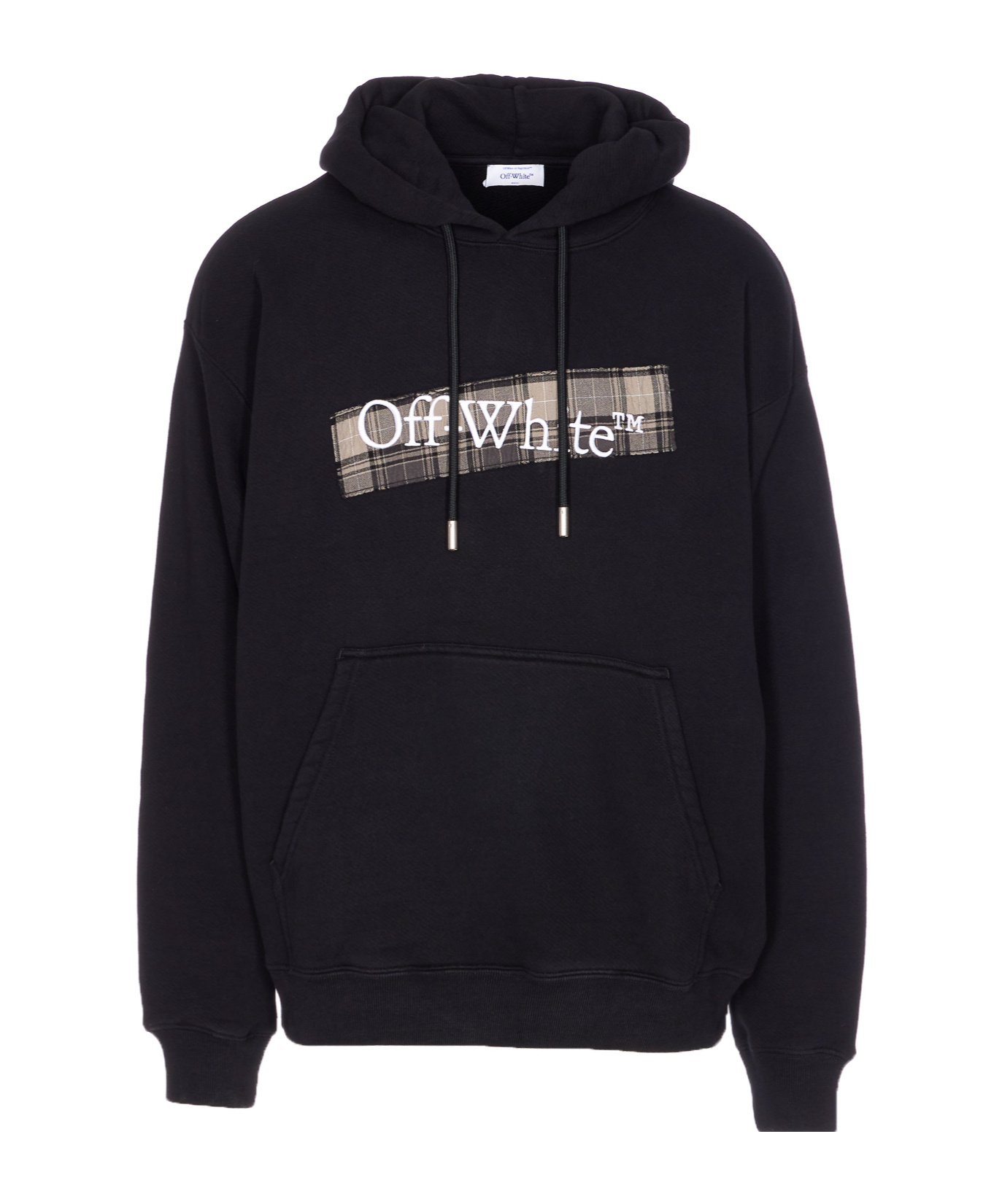 Off-white Flannel Diag Skate Drawstring Hoodie In Black