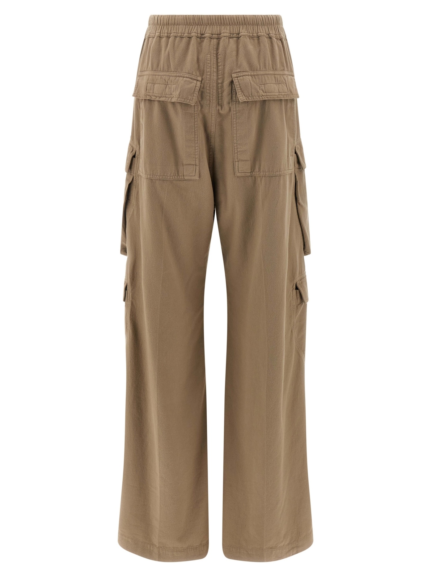 Rick Owens Drkshdw Wide Leg Cargo Pants With Elastic Waist In Brown
