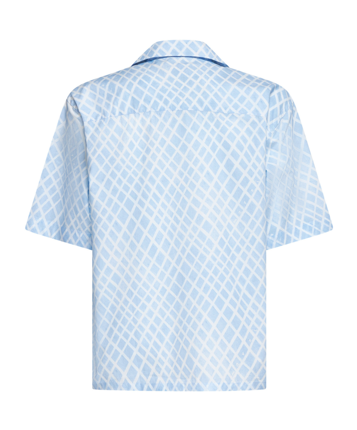 Marni Short Sleeved Checked Buttoned Shirt In Blue