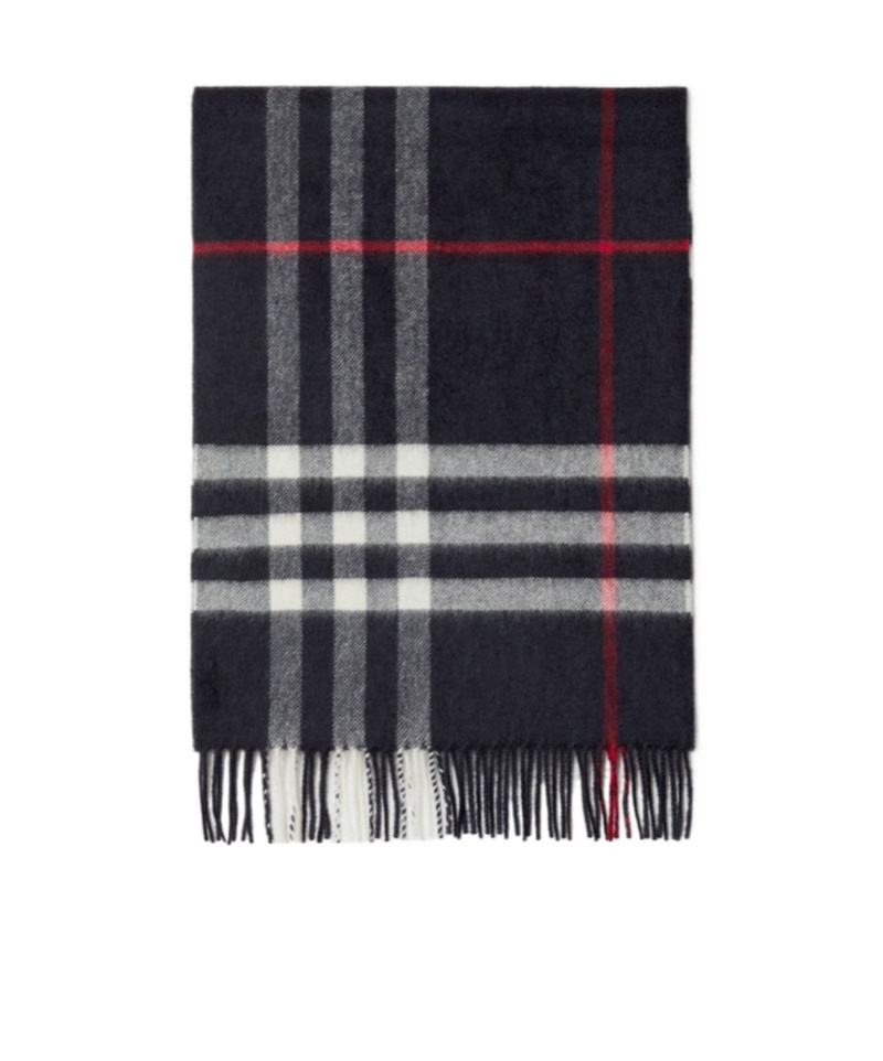 Burberry Check-print Cashmere Reversible Scarf In Navy Blue