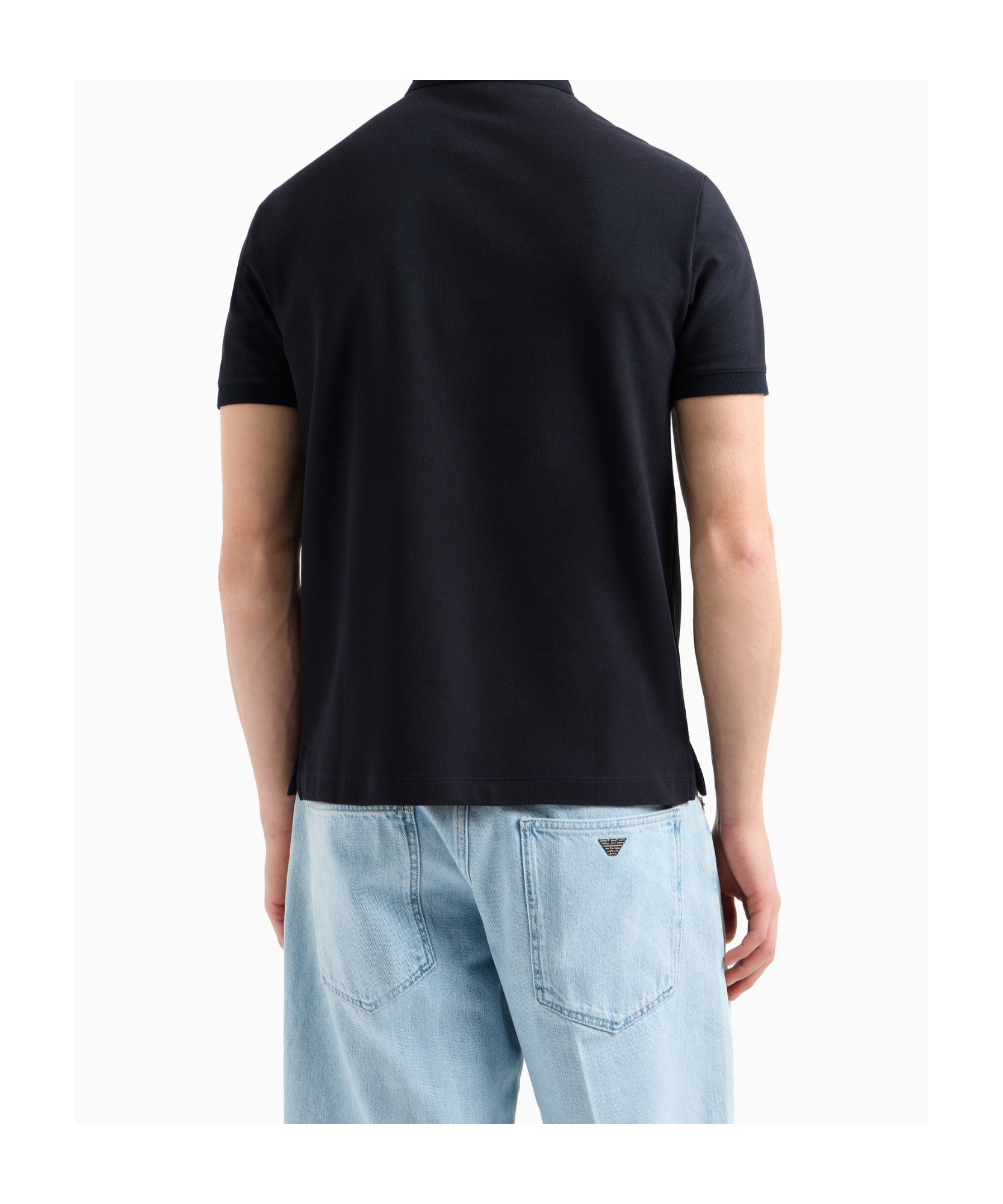 Emporio Armani Jersey Polo Shirt With Logo Collar In Black