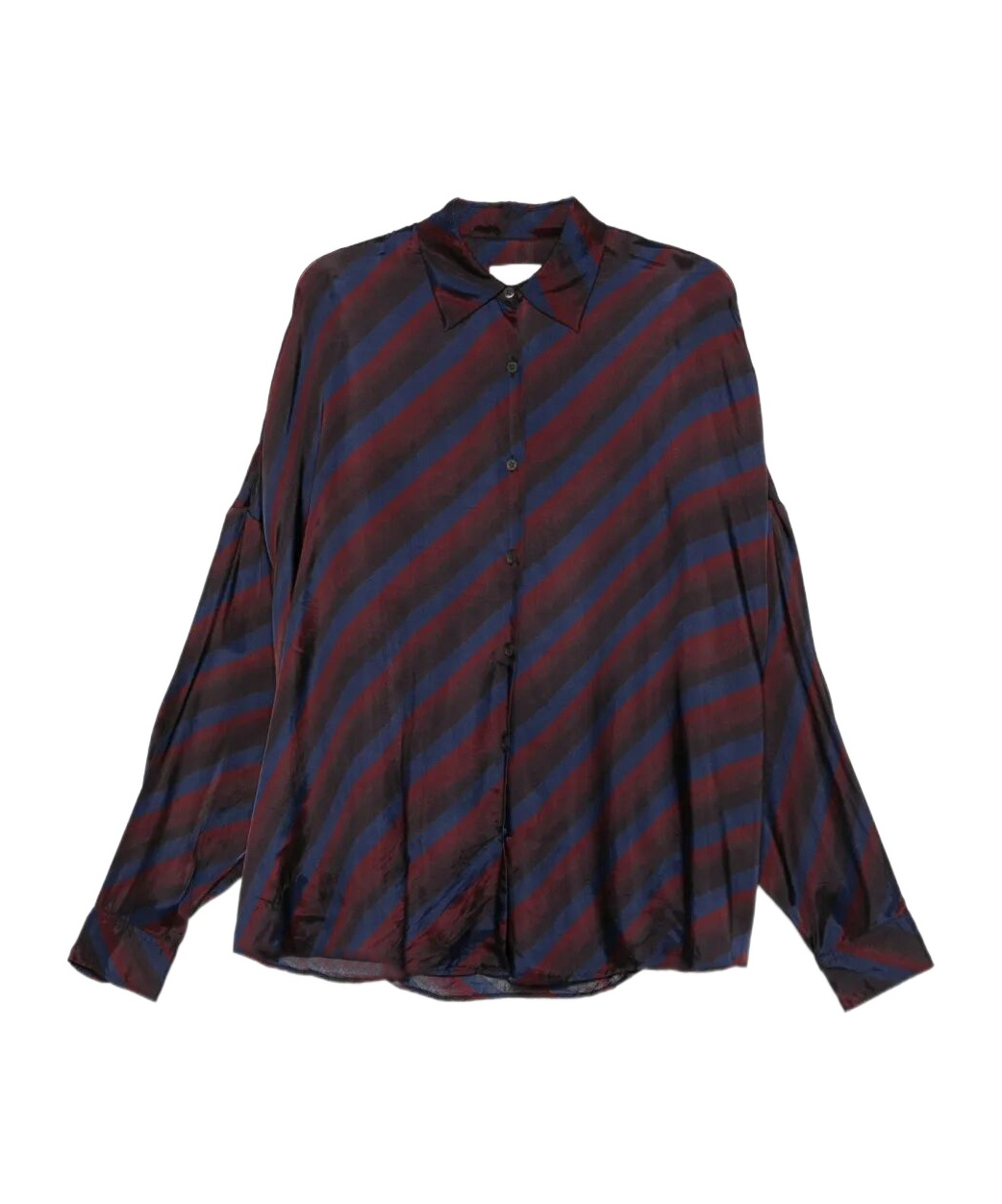 Dries Van Noten Striped Long Sleeve Collared Shirt In Blue