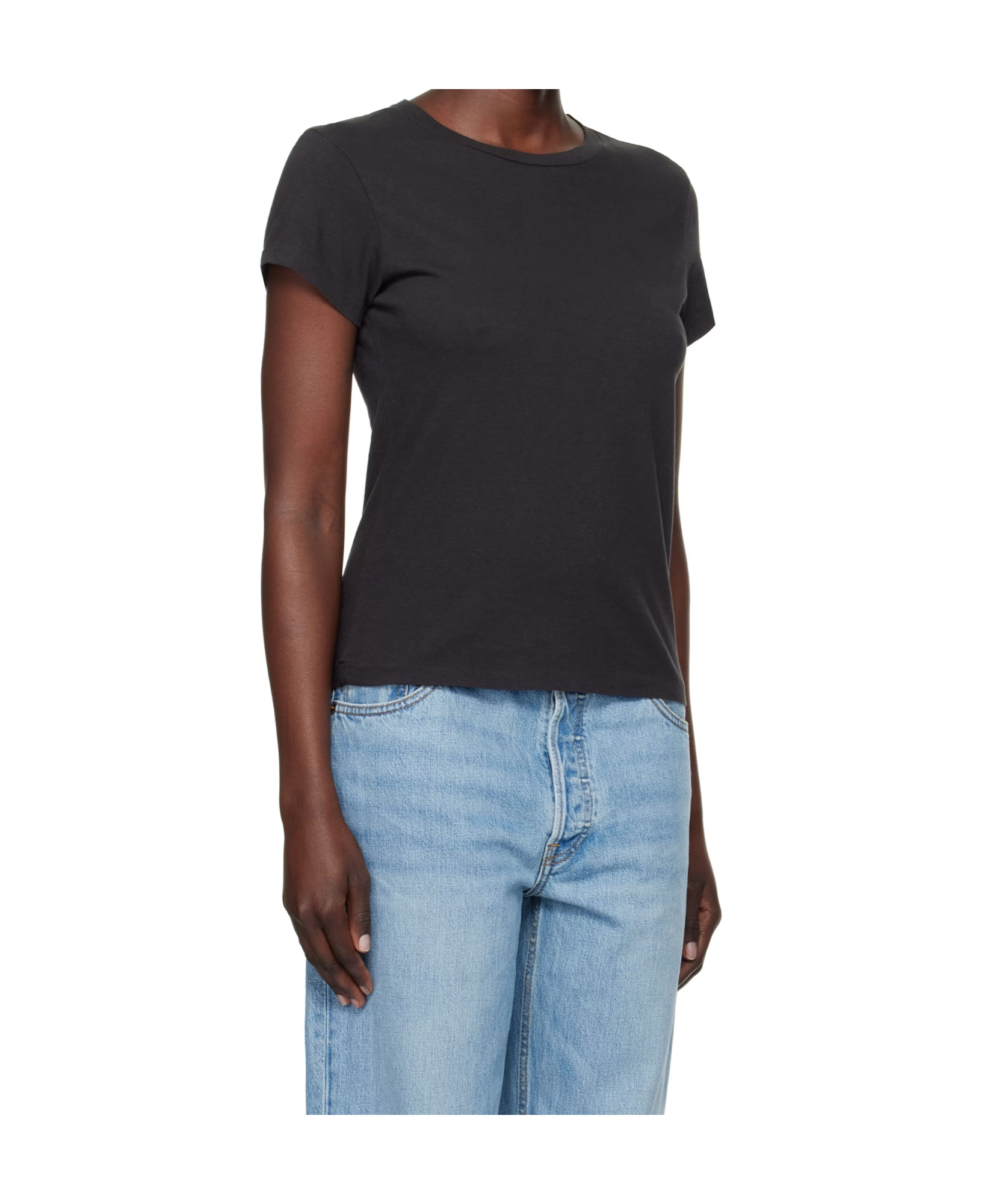 Re/done X Hanes Short-sleeved T-shirt In Washed Black