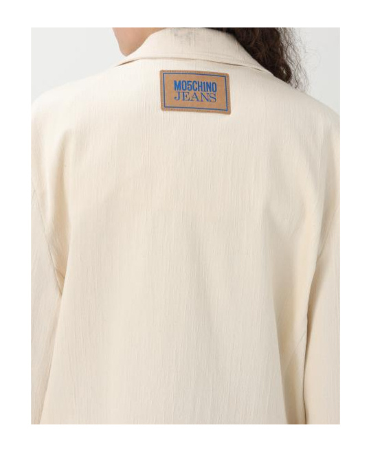 Moschino Jacket In Stretch Cotton Denim Details In White